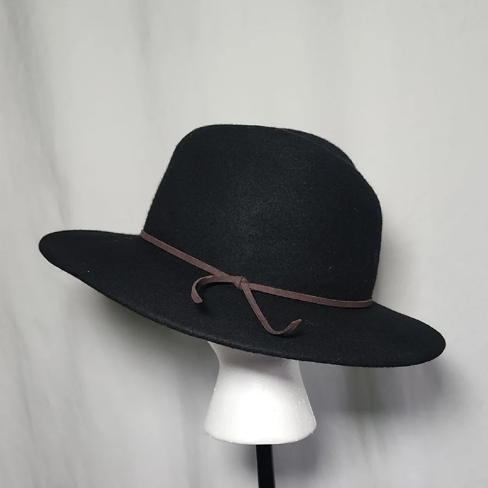 Wool  Black Fedora with Brown Band